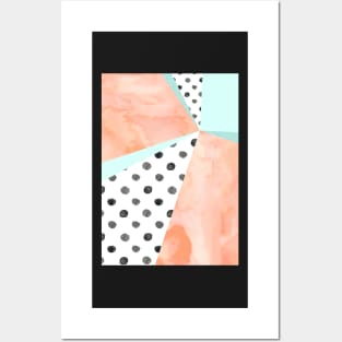 coral sky watercolor dots color block Posters and Art